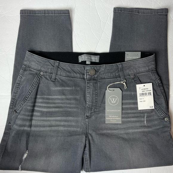 Wit & Wisdom Gray Distressed Ab Solutions Trouser Jean Pants - Picture 1 of 10
